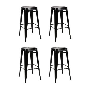 Imagem de Kit 4 Banquetas Altas Tolix Espresso Móveis Preto