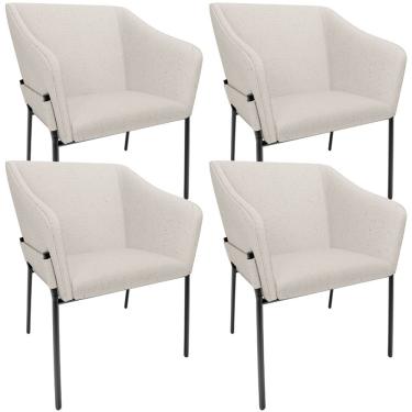 Imagem de Kit 4 Cadeiras Para Sala de Jantar Estar Living Olívia L02 Linho Cru - Lyam Decor