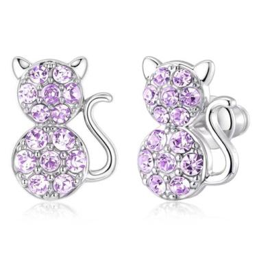 Imagem de Sepfavo Lindos brincos de gato fofos hipoalergênicos, amantes de gatos, meninas, crianças, aniversário, Páscoa, Natal, Dia dos Namorados, presente para avó, mãe e neta, filha, MINI, Aço inoxidável