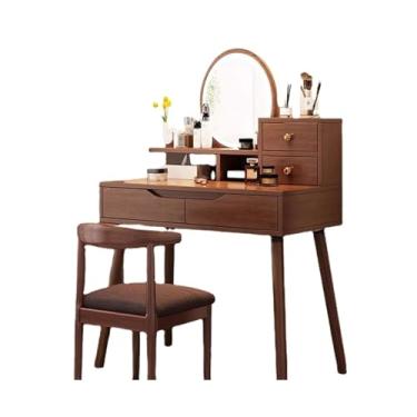 Imagem de Escrivaninha de penteadeira Penteadeira luxuosa de nogueira, gaveta, armazenamento, sala estar, maquiagem, penteadeira para quarto, decoração casa