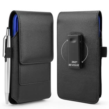 Imagem de BECPLT Coldre de telefone para iPhone Air 17 Pro Max 16/15/14/13/12/11 Pro Max Capa de cinto de couro com bolsa giratória 360 para iPhone Xs Max 8 Plus 7 Plus 6s+ 6+ Galaxy S25+ S24+ S23+ S22+