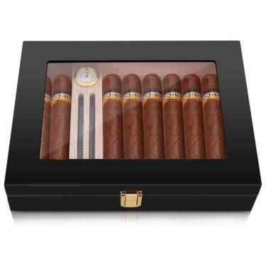 Imagem de Umidor Bald Eagle de Charutos em Cedro Espanhol Maciço para 10-15 Charutos, com Hygrometro e Umidificador de Luxo, Humidor de Mesa de Alto