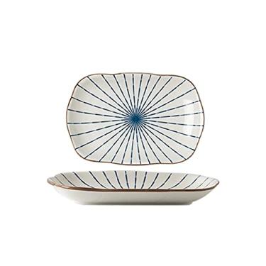 Imagem de Prato de serviço pratos de jantar de cerâmica vintage chineses grandes com alça dupla de orelha prato de peixe prato de sobremesa pintado à mão prato de sobremesa micro-ondas pratos seguros para