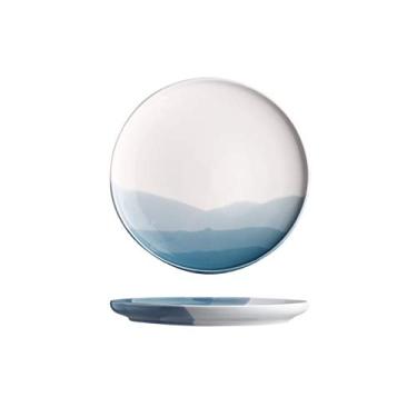 Imagem de Prato de serviço disco talheres prato de comida ocidental cerâmica japonesa conjunto de pratos profundos prato de café da manhã pratos pratos de bife (cor: latão)