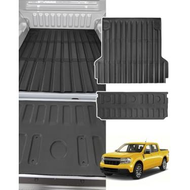 Imagem de Para Ford Maverick 2022-2025 Tapetes de chão Tapete de cama de caminhão Tapete de porta traseira (4,5 pés) Todas as estações meteorológicas TPE resistente à prova d'água antiderrapante forro de cama
