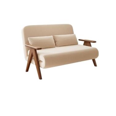 Imagem de Sofá-cama dobrável Sofá de madeira maciça tamanho pequeno uso duplo com cama simples dobrável e retrátil(Grande)