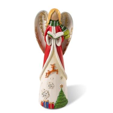 Imagem de caiydramy 7.3 Inch Christmas Angels Figurines, Resin Hand-Painted Faceless Angel Ornaments, Xmas Gifts for Friends, Holiday Decorations for Home Kitchen Table Entryway Church Office Desk Shelf Mantle