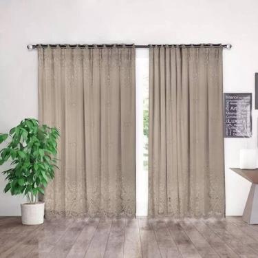 Imagem de Cortina Marrom Renda Com Forro Sala Quarto 3,00Largx1,80 Alt - Interla