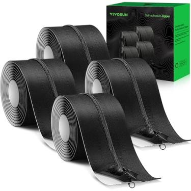Imagem de VIVOSUN Pacote Com 4 Zíperes Autoadesivos Para Barreiras Contra Detritos E Estufas, De Dupla Face Resistentes 7,6 Cm X 2,1 M, Pretos