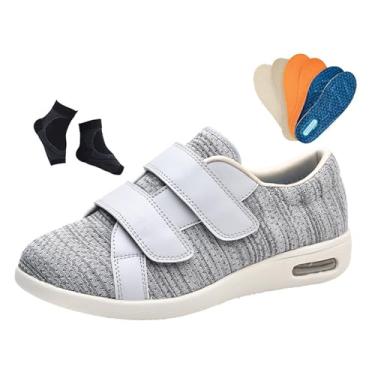 Imagem de Zapatos Diabéticos Personas Mayores Ancho, Zapatos Para Caminar Casuales De Malla Transpirables Ajustables Anchos Para Diabéticos Hombres, Acogedora Ortopedia Edemas Artritis Dolor(Light gray,52 EU)