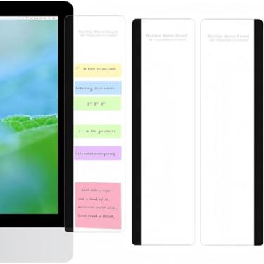 Imagem de 2 peças de quadro de notas de computador, suporte adesivo de painel lateral transparente, quadro de notas de computador esquerdo e direito