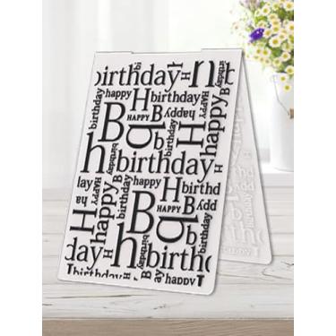 Imagem de Pasta de gravação de fundo de impressões texturizadas em 3D, modelo de pasta de gravação de plástico com estampa de palavras de feliz aniversário para fazer cartões, scrapbook, papel, artesanato