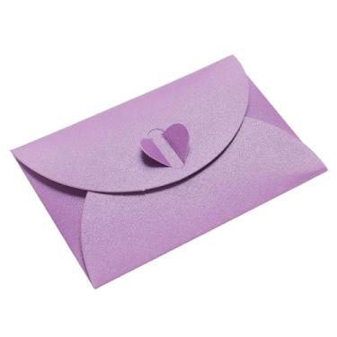 Imagem de Mini envelopes, pacote com 24 itens pequenos com fecho de coração, porta-cartão de presente fofo para festa de casamento, roxo