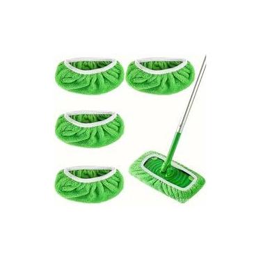 Imagem de 4 almofadas de esfregão de microfibra reutilizáveis, cabeças de substituição de esfregão, superfície de piso molhado e seco de fácil limpeza, almofada lavável na máquina para limpeza doméstica