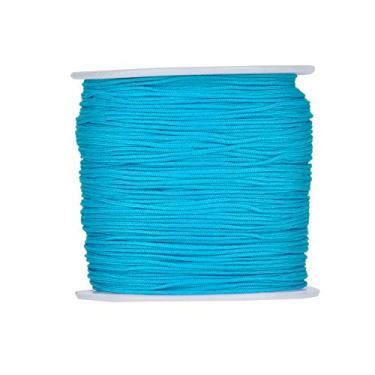 Imagem de 100 jardas/rolo 0,8 mm fios trançados de nylon azul celeste, cordão de nó chinês, joias para artesanato faça você mesmo, pulseiras de macramê Kumihimo para fazer suprimentos