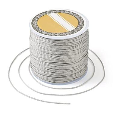 Imagem de Cordão de nylon de 0,8 mm para fabricação de pulseiras chinesas de 100 metros, fio de contas para pulseiras trançadas Kumihimo, colares de macramê artesanal, sino de vento (cinza claro)