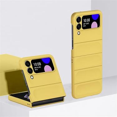 Imagem de Capa dura com sensação de pele para Samsung Galaxy Z Flip 3 4 5 5G Flip4 Flip5 Capa fosca de proteção lisa dobrável, amarela, para Samsung Z Flip5