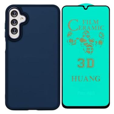 Imagem de Kit Capa Capinha Acabamento Fosco Anti Impacto para Galaxy A16 + Película 9D Cerâmica Flexível (Azul)