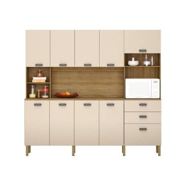 Imagem de Armario De Cozinha Completo 10 Portas 2 Gavetas Onix Intense Kits Paraná Cor:freijo/vanilla Freijo/vanilla