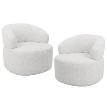 Imagem de Kit 02 Poltronas Giratória Orgânica Para Sala de Estar Living Helena L
