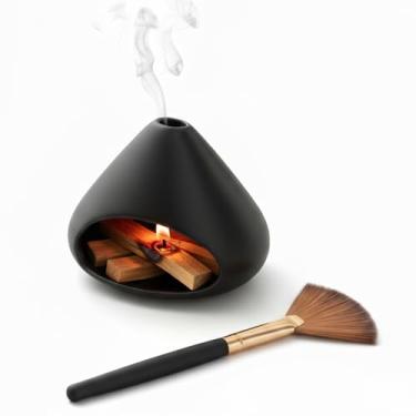 Imagem de Porta-incenso Palo Santo, suporte de incenso para palitos de sálvia, tigela de argila Zongzi com chaminé, mini cone de cerâmica para cedro, ioga, sono, decoração de casa, meditação para alívio da