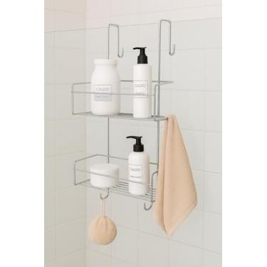 Imagem de Porta Shampoo para box 2 Andares suporte toalha pendurar encaixar aramado Pliar (Croamado)