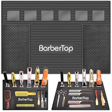 Imagem de Bandeja magnética de barbeiro com 6 compartimentos para cabeleireiro e aparador elétrico, ferramentas de mesa para salão de beleza, almofada antiderrapante, almofada resistente ao calor