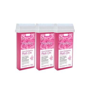 Imagem de Kit c/3 Cera Refil Roll On Rosa 100g - Depilflax