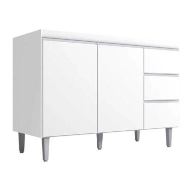 Imagem de Balcão Gabinete Cozinha Andreia 120cm 2 Porta Ajl Móveis S-t Branco
