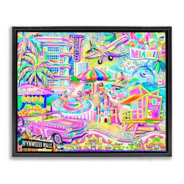 Imagem de Stupell Industries Miami Fun Collage Brown Framed Floater Canvas Wall Art, design por Jess Stempel, 17 x 21