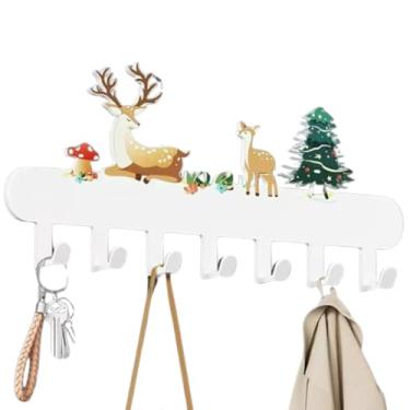 Imagem de Suporte de gancho magnético, suporte de chave magnético para parede, suporte de parede para geladeira, armário de metal, churrasqueiras, lava-louças (veado-branco, 7 ganchos)