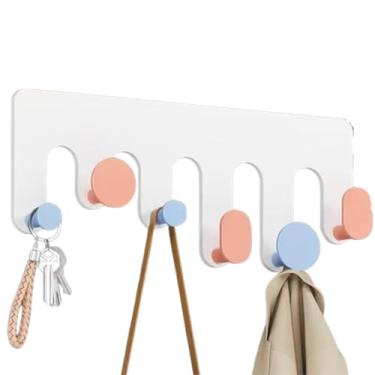 Imagem de Suporte de gancho magnético, suporte de chave magnético para parede, suporte de parede para geladeira, armário de metal, churrasqueiras, lava-louças (branco, 6 ganchos)