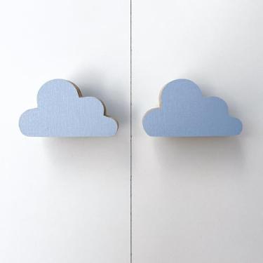 Imagem de 2 Puxadores Nuvem Azul Infantil Porta Cômoda Gaveta Móveis Quarto