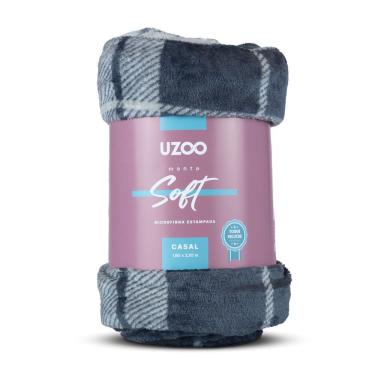 Imagem de Manta Microfibra Flannel Soft Casal Estampado Xadrez 180x220cm - Uzoo Manta Microfibra Flannel Soft Casal Estampada 180x220cm Xadrez Grafite