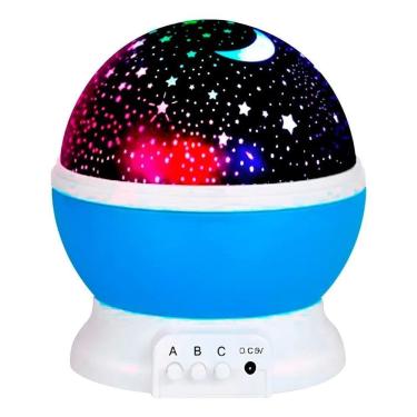 Imagem de Luminária Abajur Quarto Infantil Mesa Projetor Globo Estr Az