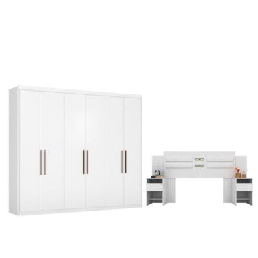 Imagem de Conjunto Cabeceira E Guarda Roupa Casal Caroline Branco