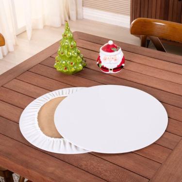 Imagem de Sousplat Capa E Base Mdf Basic Liso 35cm Diâmetro Tecido Oxford 100% Poliéster - Palha