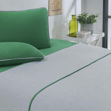 Imagem de Jogo De Cama Malha Lençol 100% Algodão Urbano 4 Peças Casal - Verde Bandeira-mescla