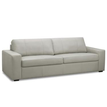 Imagem de Sofá 3 Lugares Para Sala de Estar Living 205cm Aurora L06 Couro Cinza Claro - Lyam Decor