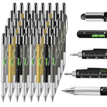 Imagem de NICEMOVIC Multitool Tech Tool Caneta presente 6 em 1 para meias presentes a granel para homens lembrancinhas de festa Dia dos Pais Presente do Pai 36 peças Caneta esferográfica de calibre de nível