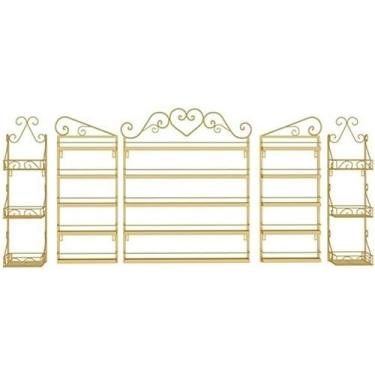 Imagem de ZDJZMGZ Armazenamento de verniz para unhas, prateleira de garrafa de esmalte montada na parede, prateleira de armazenamento de perfume, prateleiras suspensas para salão/beleza/loja de unhas (ouro, 5)