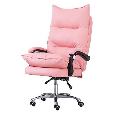 Imagem de Cadeira de escritório cadeira chefe cadeira de escritório cadeira giratória para computador cadeira de escritório de couro PU cadeira de trabalho ergonômica cadeira elevatória (tamanho: rosa)