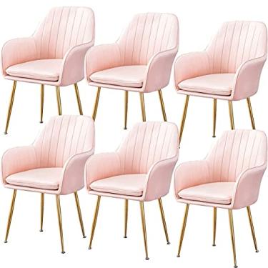 Imagem de Cadeira de jantar, cozinha, sala de jantar, móveis, cadeiras de cozinha, conjunto de 6 poltronas de sala de estar com pernas de metal, assento de veludo e encostos para sala de estar, quarto, cozinha