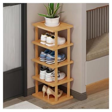 Imagem de QHFTREX Armário de sapatos estreito de bambu para armazenamento de sapatos organizador de sapatos de canto com economia de espaço, sapateira fina