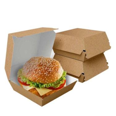 Imagem de Caixa Embalagem De Hambúrguer Kraft 300Un - Pdv Print