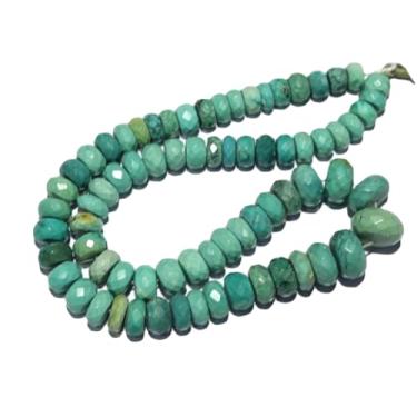 Imagem de Lady Works Fio de pedra natural turquesa Arizona de 33 cm, contas facetadas rondelle de 6 a 8 mm para fazer joias DIY | Beads_01976