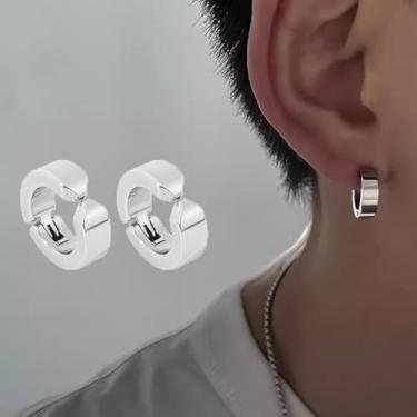 Imagem de 2 peças de argola sem piercing simples clipe masculino feminino punk brincos falsos argola nova joia, 1.2*1.2*0.5 cm, Liga de aço, Sem pedra preciosa