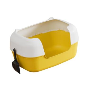 Imagem de KiBcsLic Caixa de Areia para Animais de Estimação com Tampa Aberta E Acesso Baixo para Gatos, Bandeja Removível Portátil para Todos Os Tipos de Areia para Gato, Amarelo