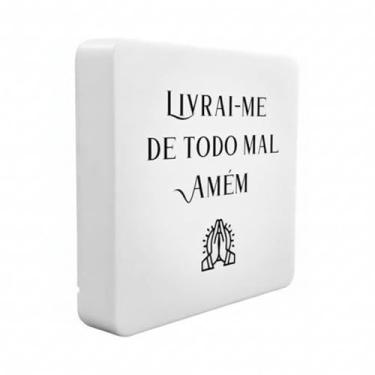 Imagem de Luminária Box Slim Livrai-me do Mal USB, LED 5W, Bivolt, Polietileno, 20x18x5cm, Luz Difusa