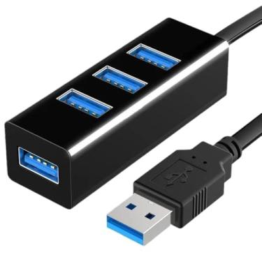 Imagem de Hub USB 2.0 de 4 portas com transferência de dados de alta velocidade de 300 MB/s, divisor USB Plug and Play para laptop, desktop, computador, mouse, teclado, impressora, pen drive